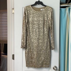 Belle Badgley Mischka Gold Sequin Dress